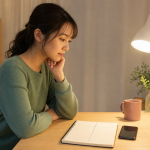 復縁占いの結果と確認できる事実をノートに分けて整理する女性